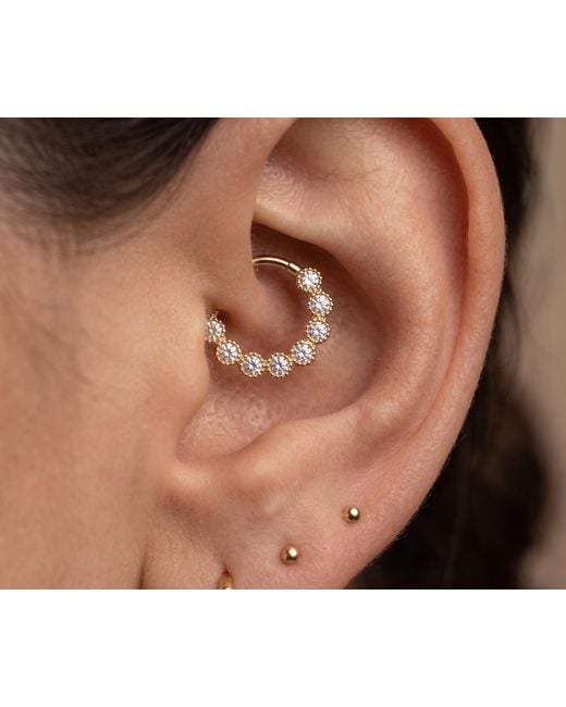 Zahav Jewelry Metallic 10K Solid Cz Clicker Hoop