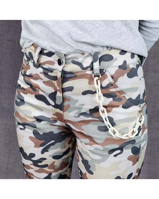 Lalipop Design Gray Neutrals Five-Pocket Camo Pants