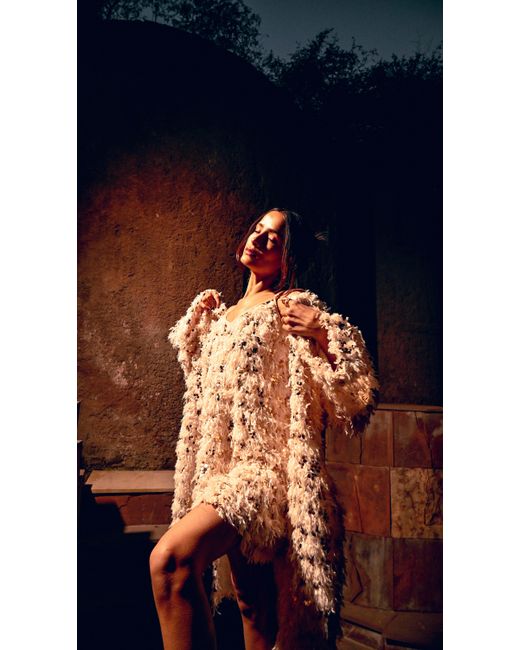 Any Old Iron White Feather And Sequin Short Dress
