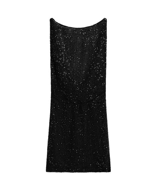 Nocturne Black Sequin Open Back Mini Dress