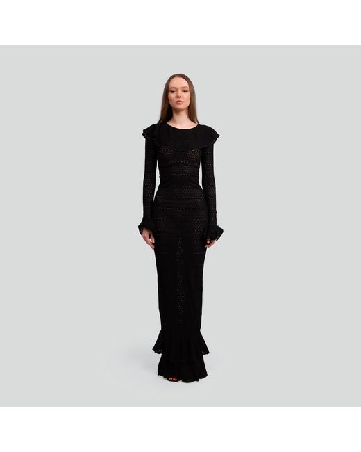 Maui X Lolita Black Madonna Lace Knit Ruffled Dress
