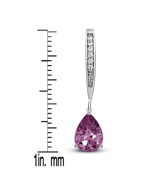 Genevive Jewelry Red Genevive Sterling Plating With Pear-Shaped Cubic Zirconia Dangle Earrings