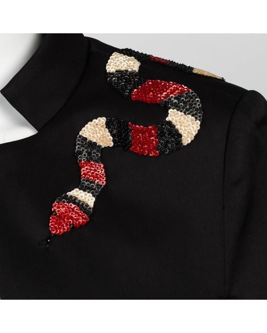 House of Laines London Black Neutrals Laines Couture Tailored Cape With Embellished Snake