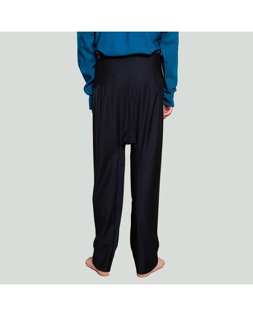 MOE Blue Deep Check Wool Pants for men