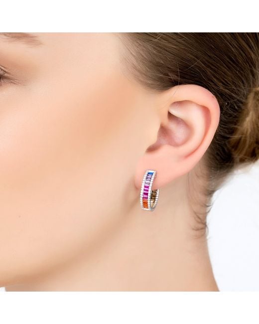 Latelita London Blue Judy Baguette Hoop Earrings