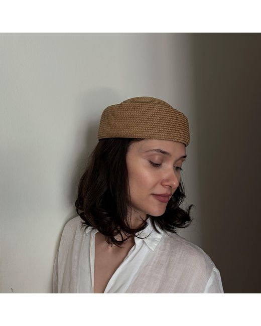 London Atelier Byproduct Brown Neutrals Natural Straw Pillbox Hat