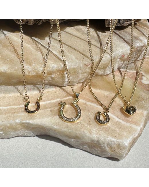 Rachel Nathan Metallic Mini Baguette Horseshoe Necklace