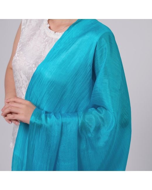 Silk and Bears Blue Mulberry Silk Scarf – Lightweight Handmade Shawl