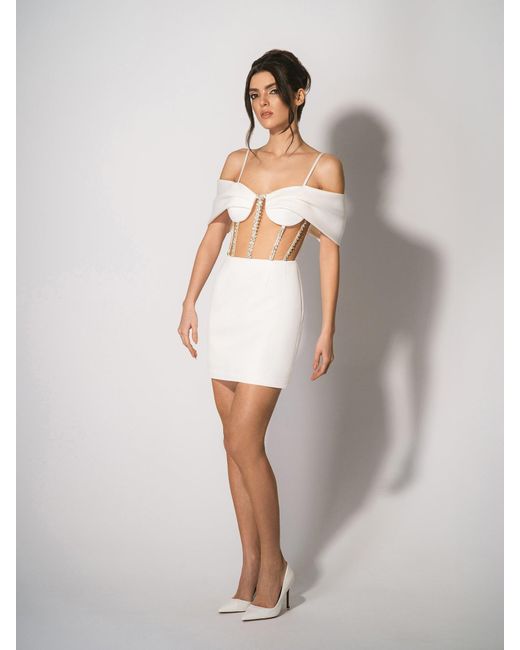 Tia Dorraine White Belle Of The Ball Crystal-Embellished Mini Dress