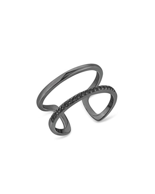 SALLY SKOUFIS Metallic Rythm Ring With Made Cz Diamond Stimulant