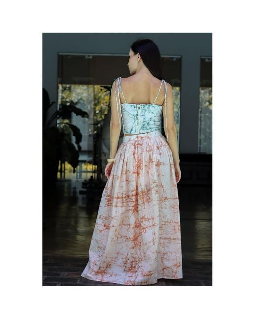 Celeste Mendis Pink Mid-Summer Romance Pleated Maxi Skirt