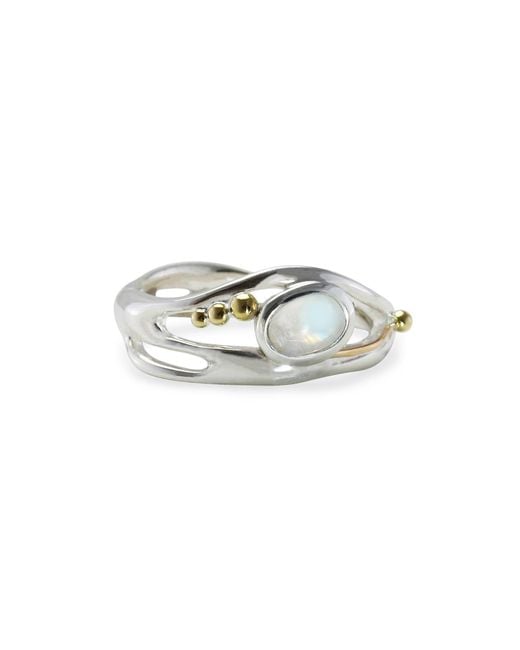 Isla Silver White Unique Sterling Moonstone Ring With Details