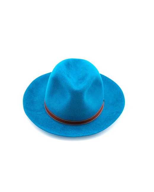 DORIA 1905 Blue Light Velour Lapin Felt Rollable Hat for men