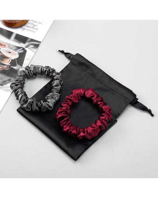 Soft Strokes Silk Metallic Pure Mulberry Silk Mini Scrunchie Set Of Five