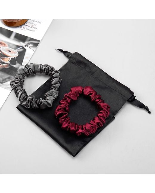 Soft Strokes Silk Red Pure Mulberry Silk Mini Scrunchie Set Of Five