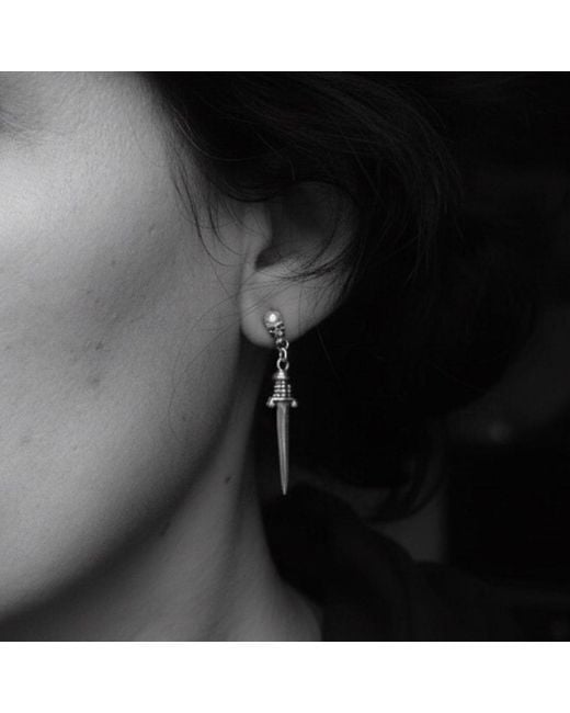 Tg-Jewellery by Tamara Gervasio White Handmade Skull Dagger Dangle Earrings – Recycled Sterling