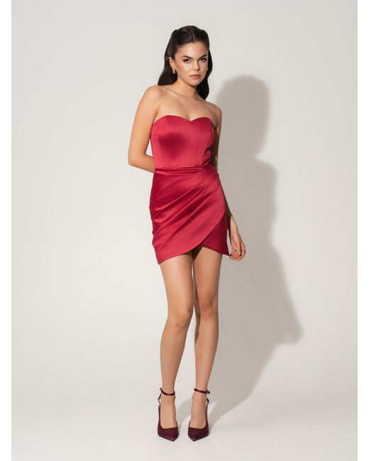 Tia Dorraine Red A Touch Of Glamour Satin Mini Dress