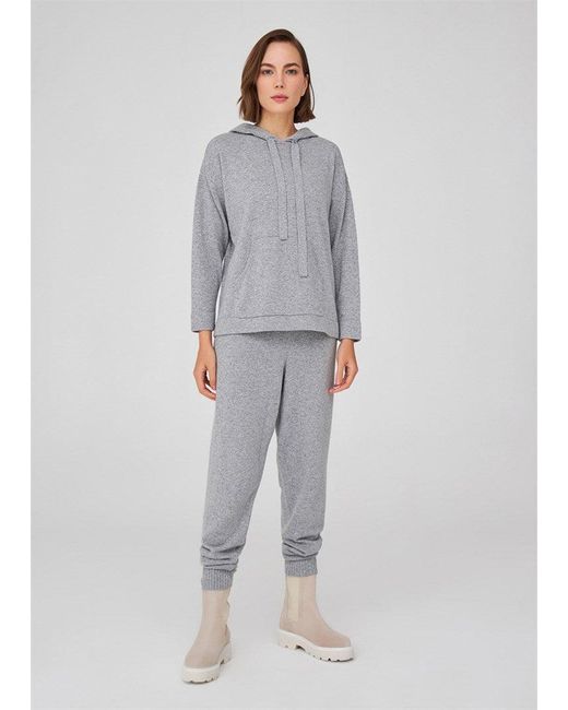 Peraluna Gray Cashmere Blend Knit Hoodie Pullover Sweater