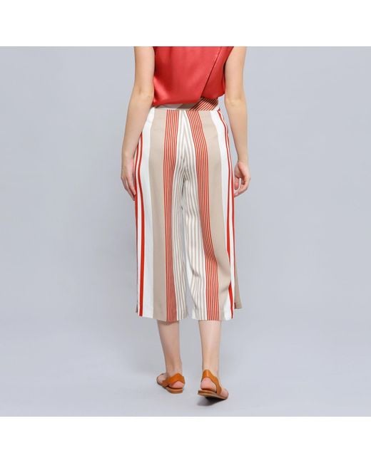 Smart and Joy Pink Stripe Print Fold Capri Pants