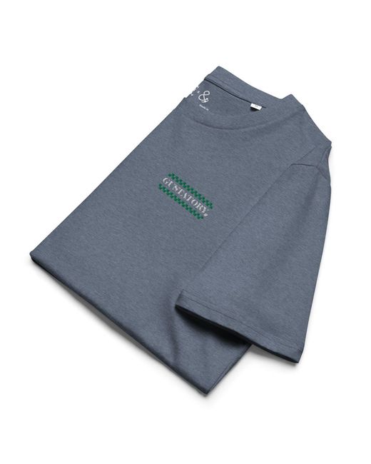 Anchor and Crew Blue Heather Gustatory Have A Good Day Organic Cotton Embroidered T-Shirt