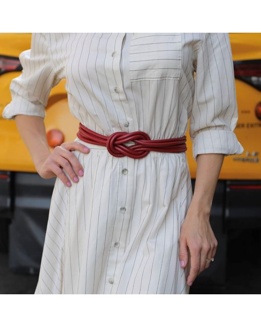 BeltBe Red Knot Leather Belt
