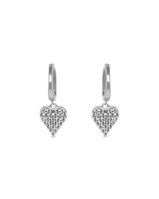 Clemence Wren Metallic Sparkly Heart Charm Hoop Earrings