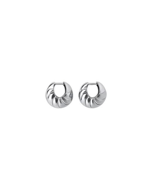 Gutta Design White Bombé Earring Rhodium Plated
