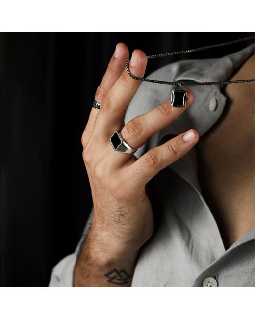 The Jewelz Black Pulse Onyx Signet Ring for men