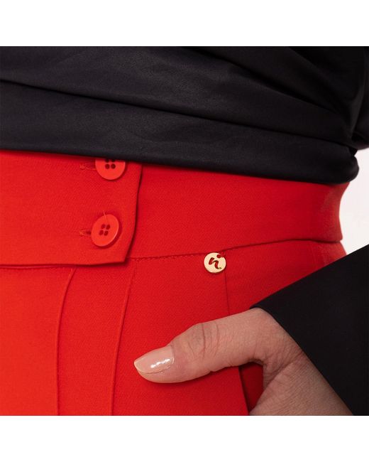 Nissa Red High Waisted Slim Pants