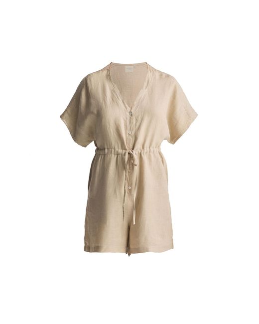 REISTOR Natural Neutrals V Neck Drawstring Romper