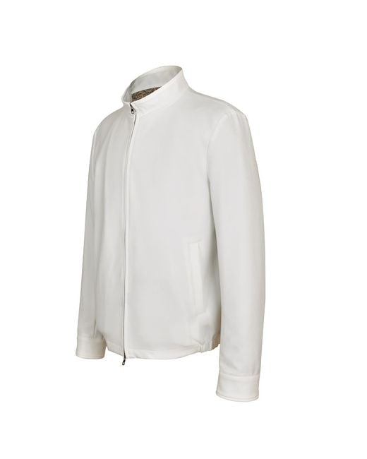 DAVID WEJ White Ashford Relaxed Zip Through Jacket for men