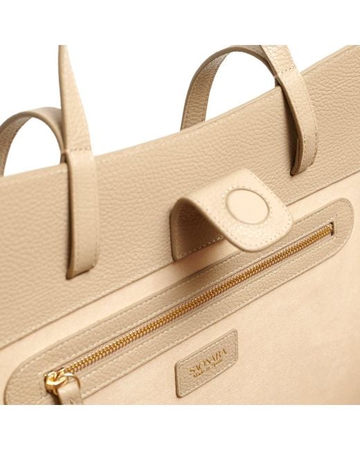 Saonara Brand Natural Neutrals Shopping Bag Taupe Leather