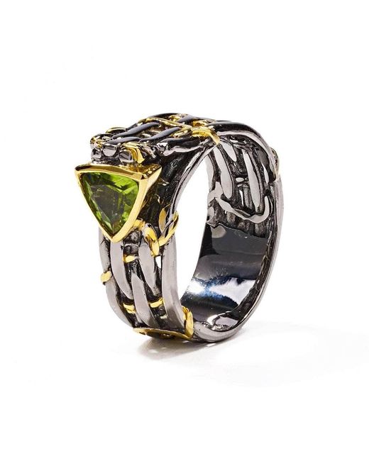 German Kabirski Metallic Nicasia Ring With Trillion Cut Peridot