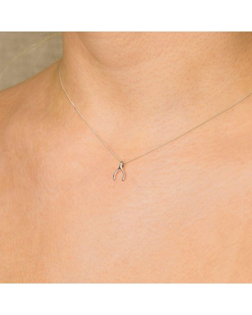 Nellou Jewellery Metallic Wishbone Necklace Sterling
