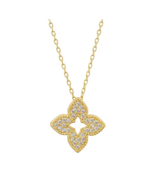 Latelita London Metallic Open Flower Clover Pendant Necklace Gold