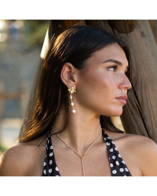 Ebru Jewelry Metallic Queen Bee Pearl & Diamond Earrings