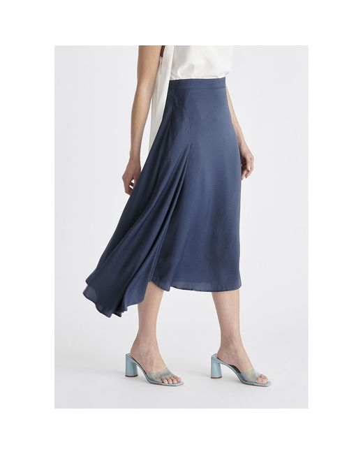 Paisie Blue Asymmetric Hem Skirt