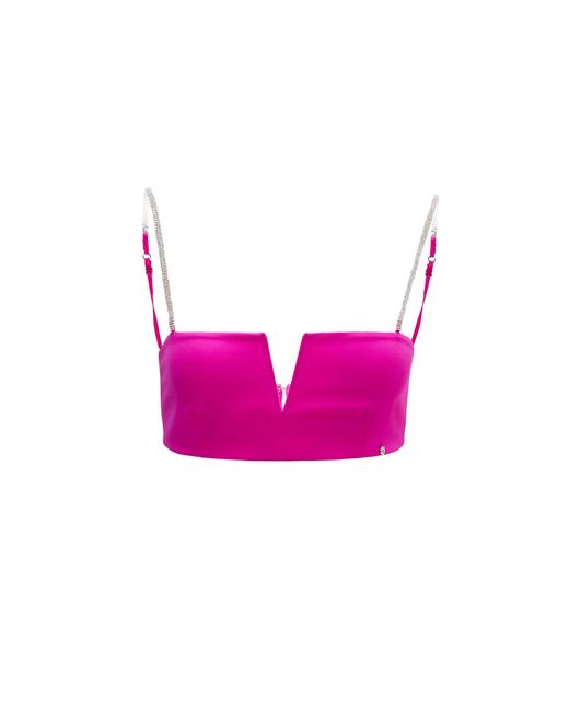 Nissa Pink Spaghetti-Strap Crop Top