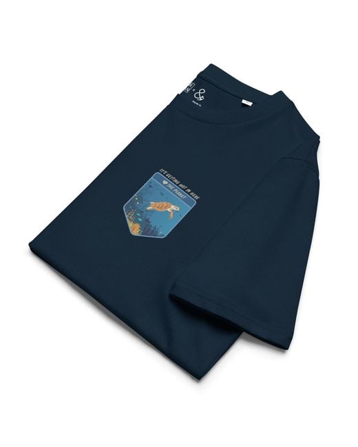 Anchor and Crew Blue Think Ocean Turtle Love The Planet Organic Cotton T-Shirt
