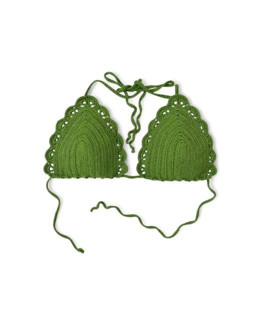 Springmoonatelier Green Handmade Crochet Bikini Top