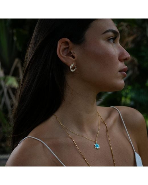 Ebru Jewelry Metallic Crystal Radiance Stud Hoop Earrings