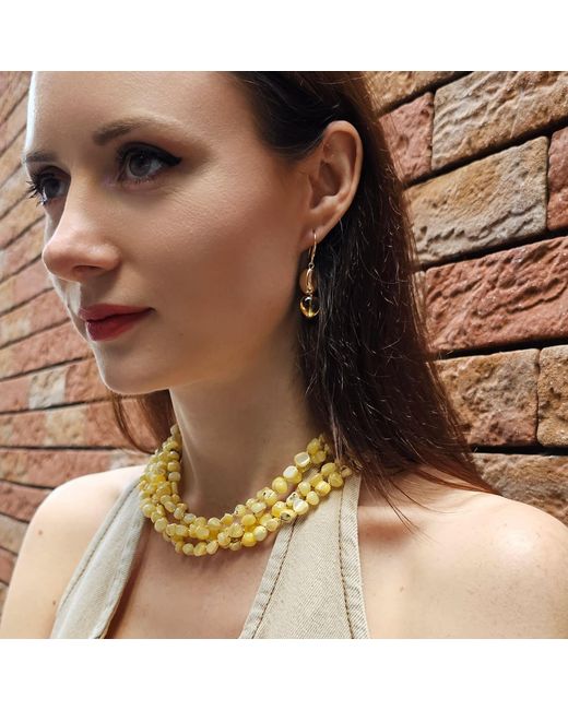 Farra Metallic Modern Style Heart Citrine Dangle Earrings
