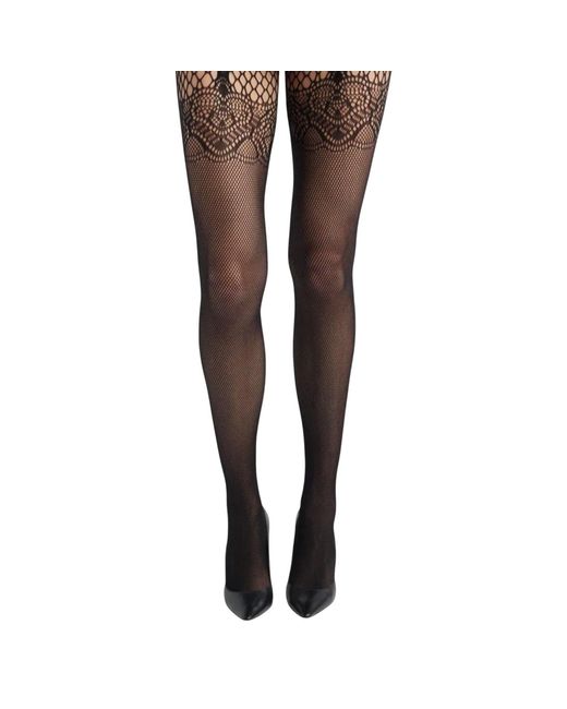 HIGH HEEL JUNGLE by KATHRYN EISMAN Black Suspend Reality Mesh Tights