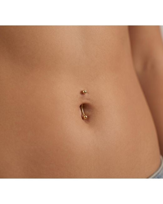 Zahav Jewelry Metallic 10K Solid 18G 12Mm Long Belly Ring