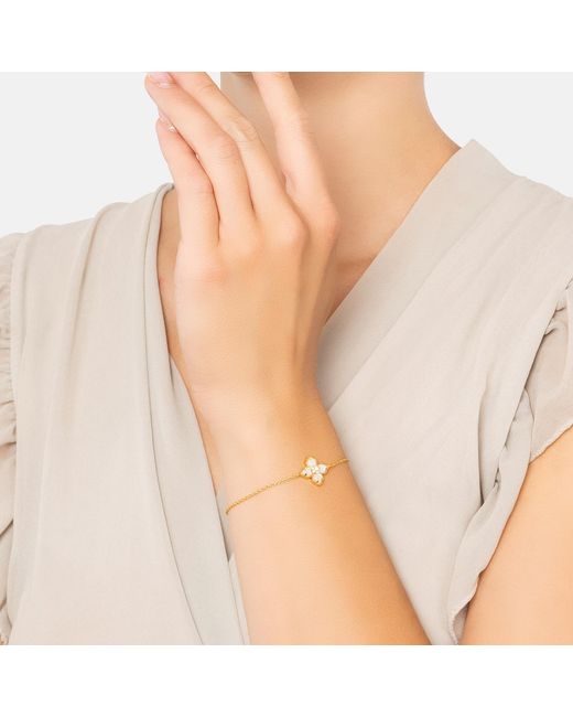 Latelita London Metallic Flower Clover Mother Of Pearl Bracelet