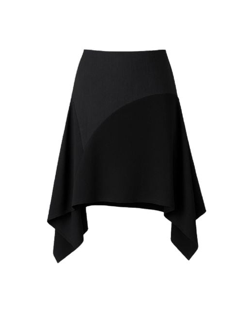 Conquista Black Asymmetric Midi Skirt – Modern Silhouette With Fluid Movement