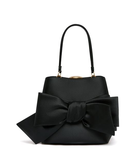 Lulu Guinness Black Satin Bow Ruby Handbag