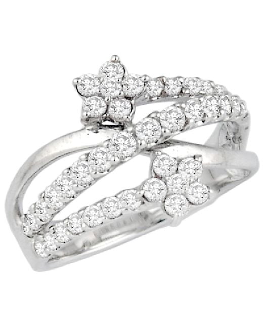 Artisan White Diamond Floral Crisscross Ring