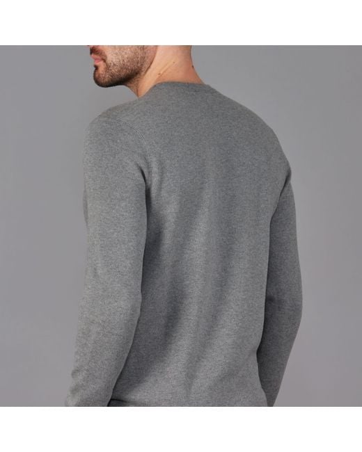 Paul James Knitwear Gray Midweight Cotton Beckham Knitted Sweatshirt for men