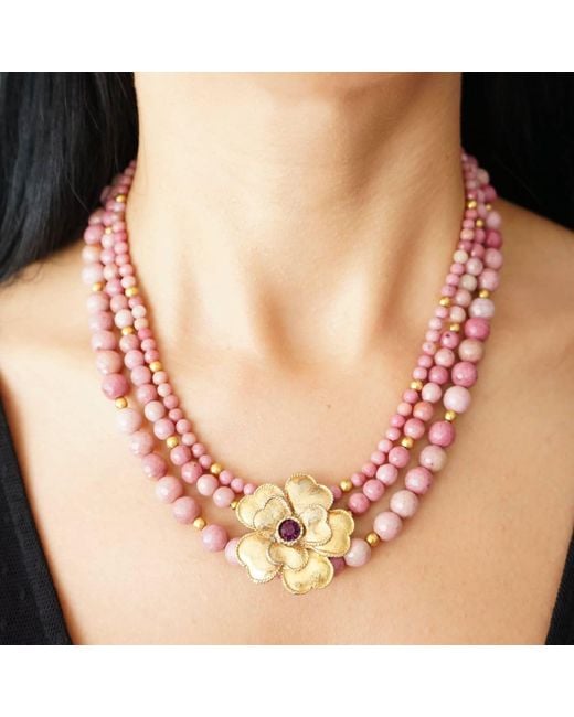Way to Chic Pink Blush Bloom Rhodonite Necklace